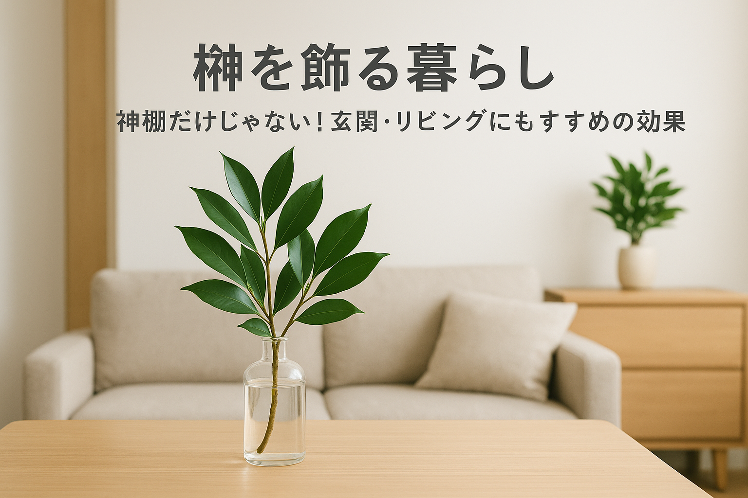 リビングに飾られた榊の画像